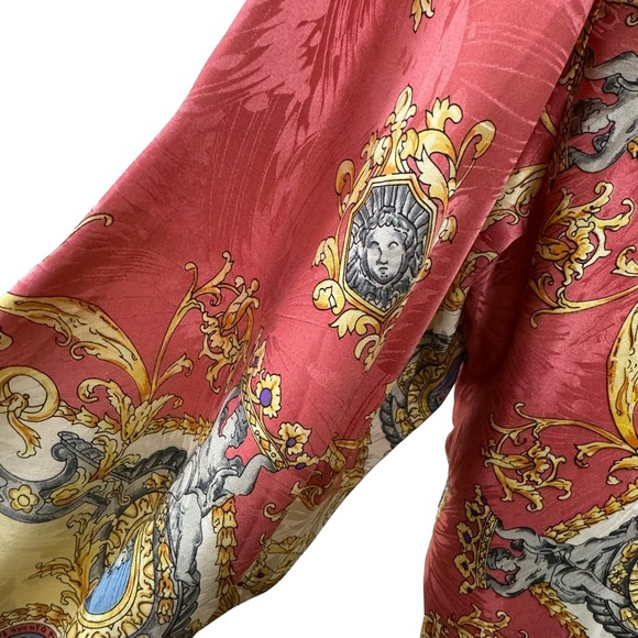 * Vintage German Button Down Blouse Versailles Royal Elegant 100% Silk & Acetate - Picture 15 of 17